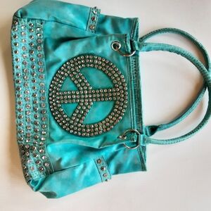 Studded Turquoise Shoulder Bag